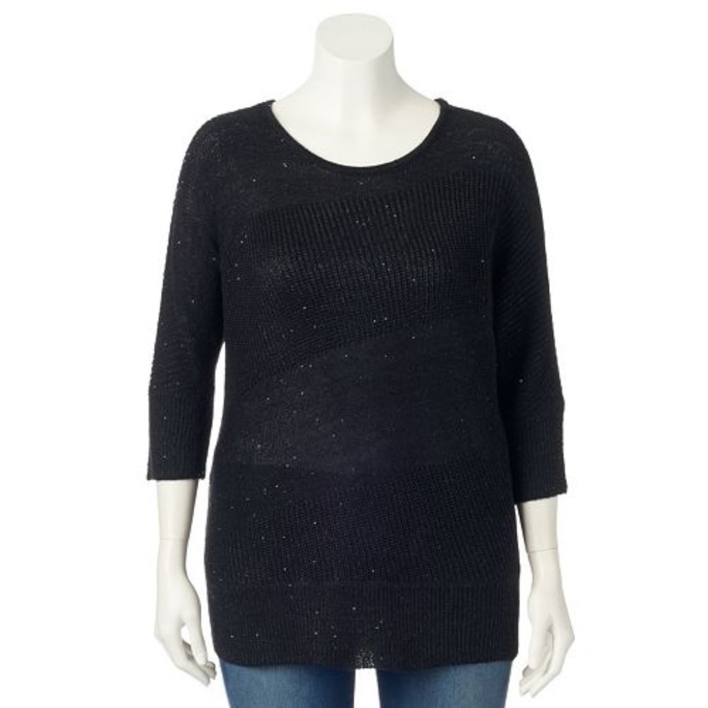 NWT Sequin Dolman Scoop Neck Sweater-Apt. 9-Large
